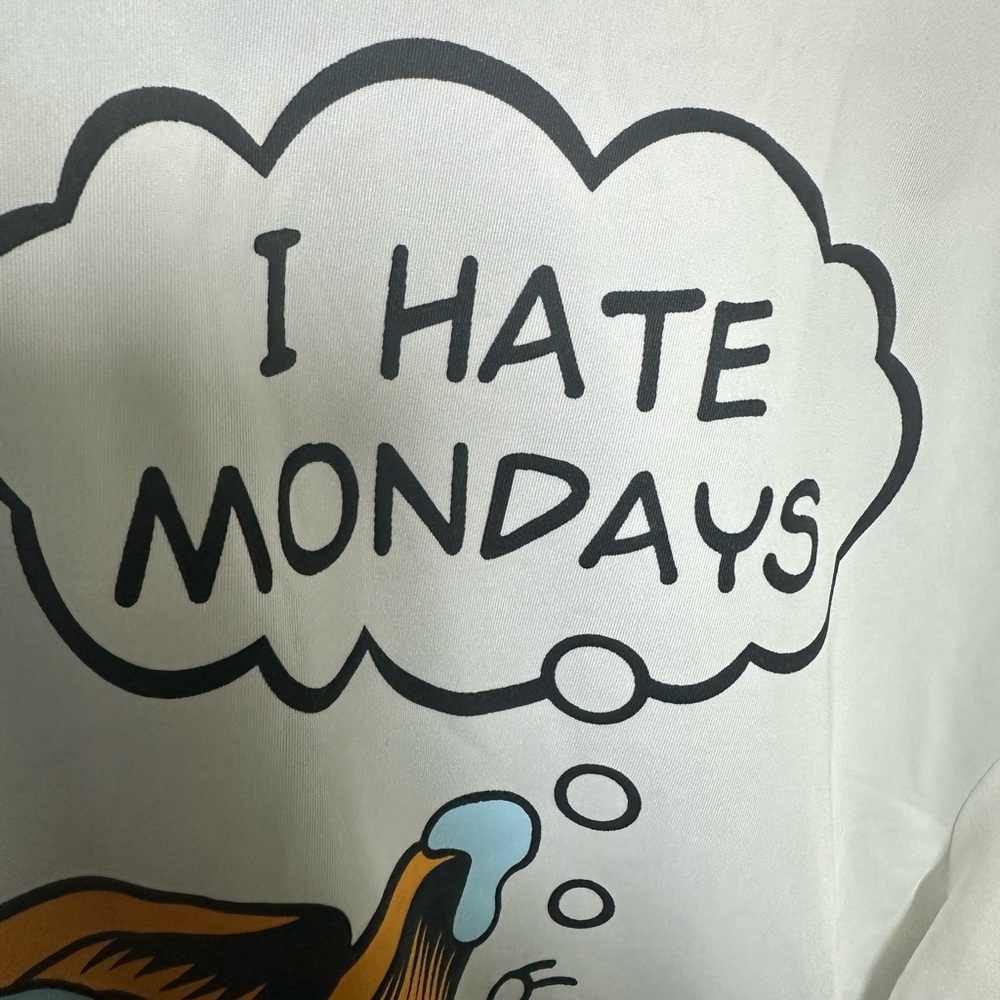 Garfield 'I Hate Mondays' White Long Sleeve Tee Shirt 1XL - Picture 5 of 6